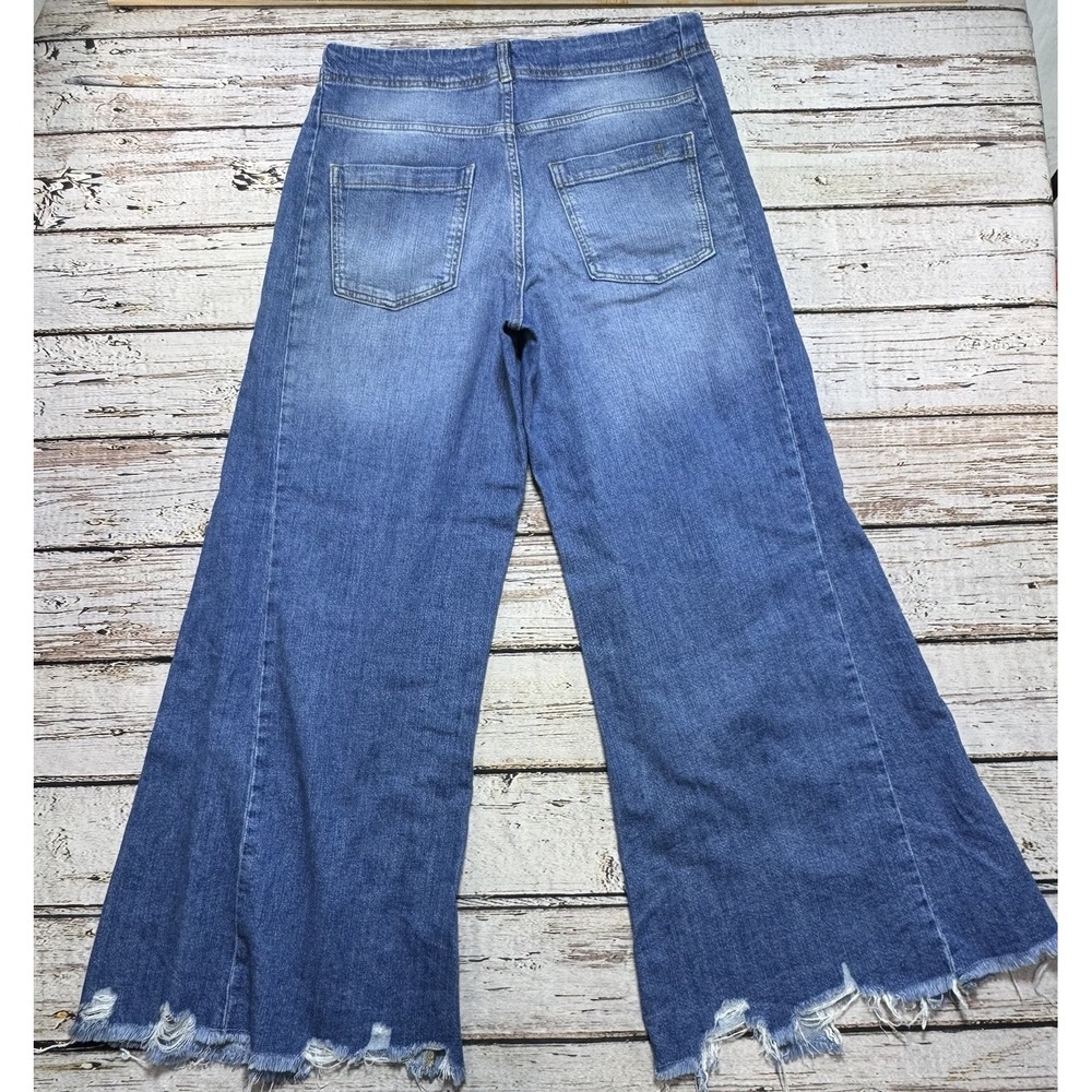 Pilcro Jeans Women's 29 Wide Leg High Rise Cotton Denim Distressed Frayed Hem - Picture 6 of 6